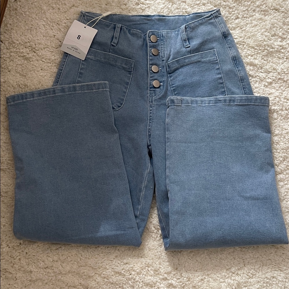 NWT cropped wide leg high rise jeans